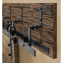 I-Semble Bypass Rolling Door Hardware Kit, Bent Strap, Black