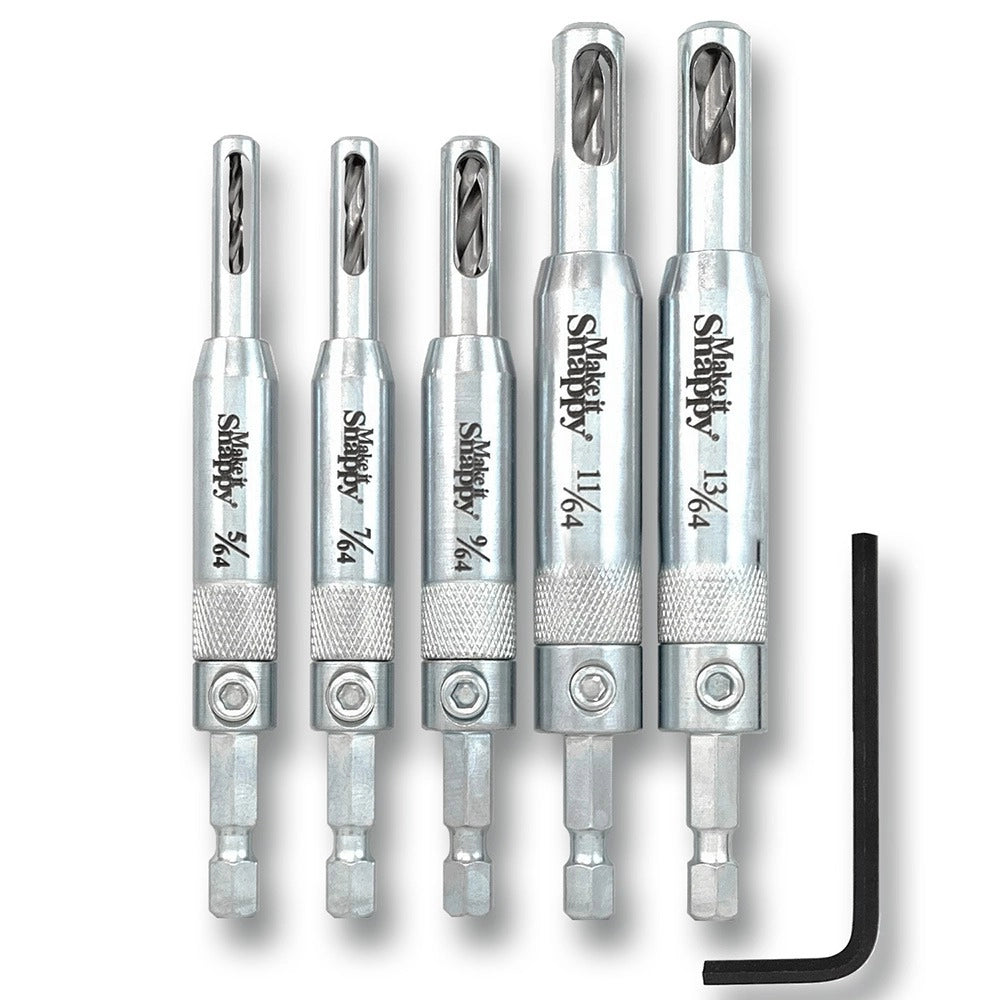 Make it Snappy Tools Self-Centering Drill Bit Set for Hinges, 5-Piece