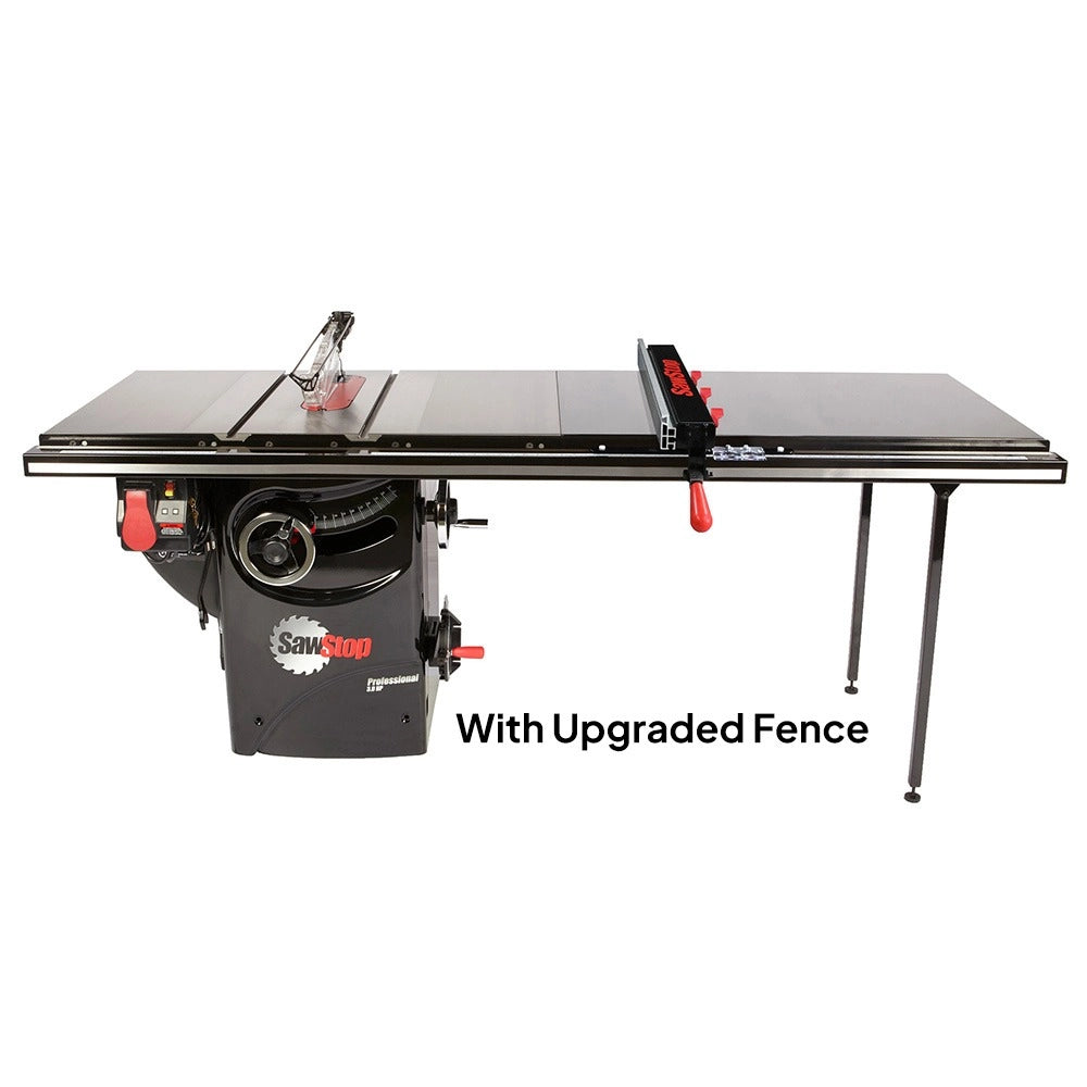 SawStop Professional 3HP Cabinet Saw with 52 Professional T-Glide Advance Rip Fence, Rails & Extension Table