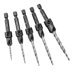 Rockler Tapered Countersink Drill Bit Set, 5-Piece