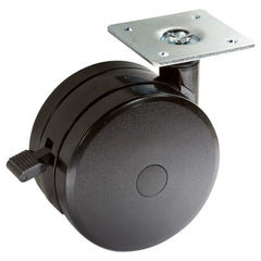 Heavy Duty Twin Wheel Caster - Locking, Plate Mounted, 2-15/16, " dia