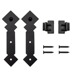 4' Double Diamond Mini Rolling Door Hardware Kit for Furniture, Black