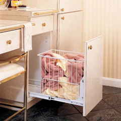 Pull-Out Hamper / Utility Basket, 15" W x 20" H, White, Wire (HRV-1520 S)