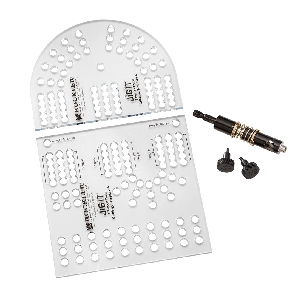Small Cribbage Board Templates, 3-Player, Curved Track