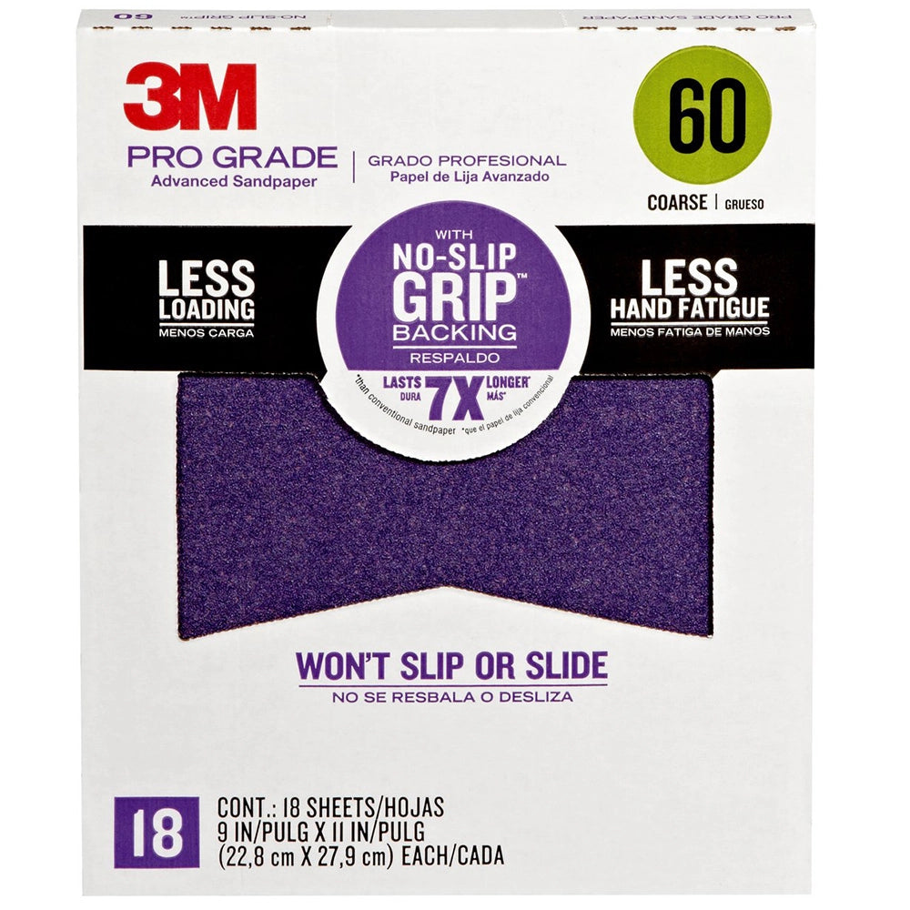 3M Pro Grade No-Slip Grip Sandpaper, 20-Pack, 100-Grit