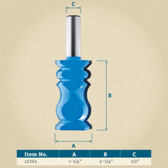 Rockler Crown Moulding Router Bit - 1-1/4" Dia x 2-1/4" H x 1/2" Shank