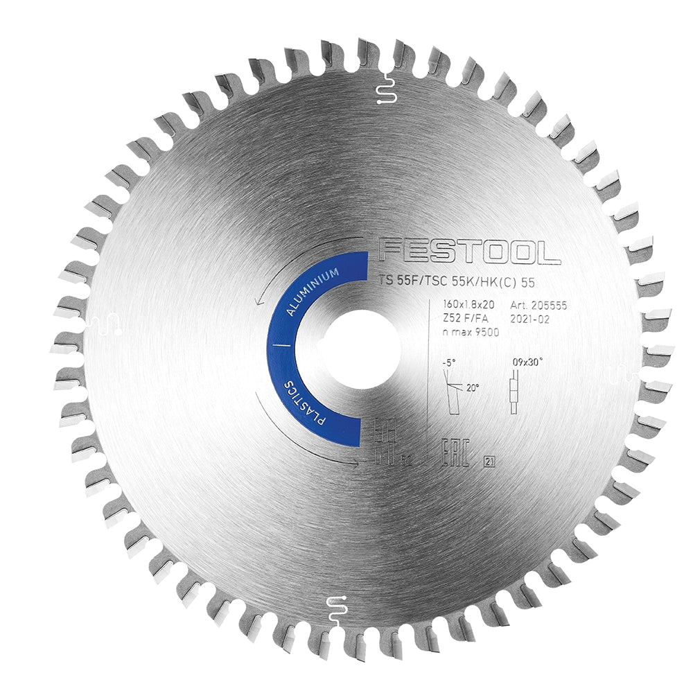 Festool Aluminum/Plastic-Cutting Saw Blade HW 160x1,8x20 TF52 A (205563)