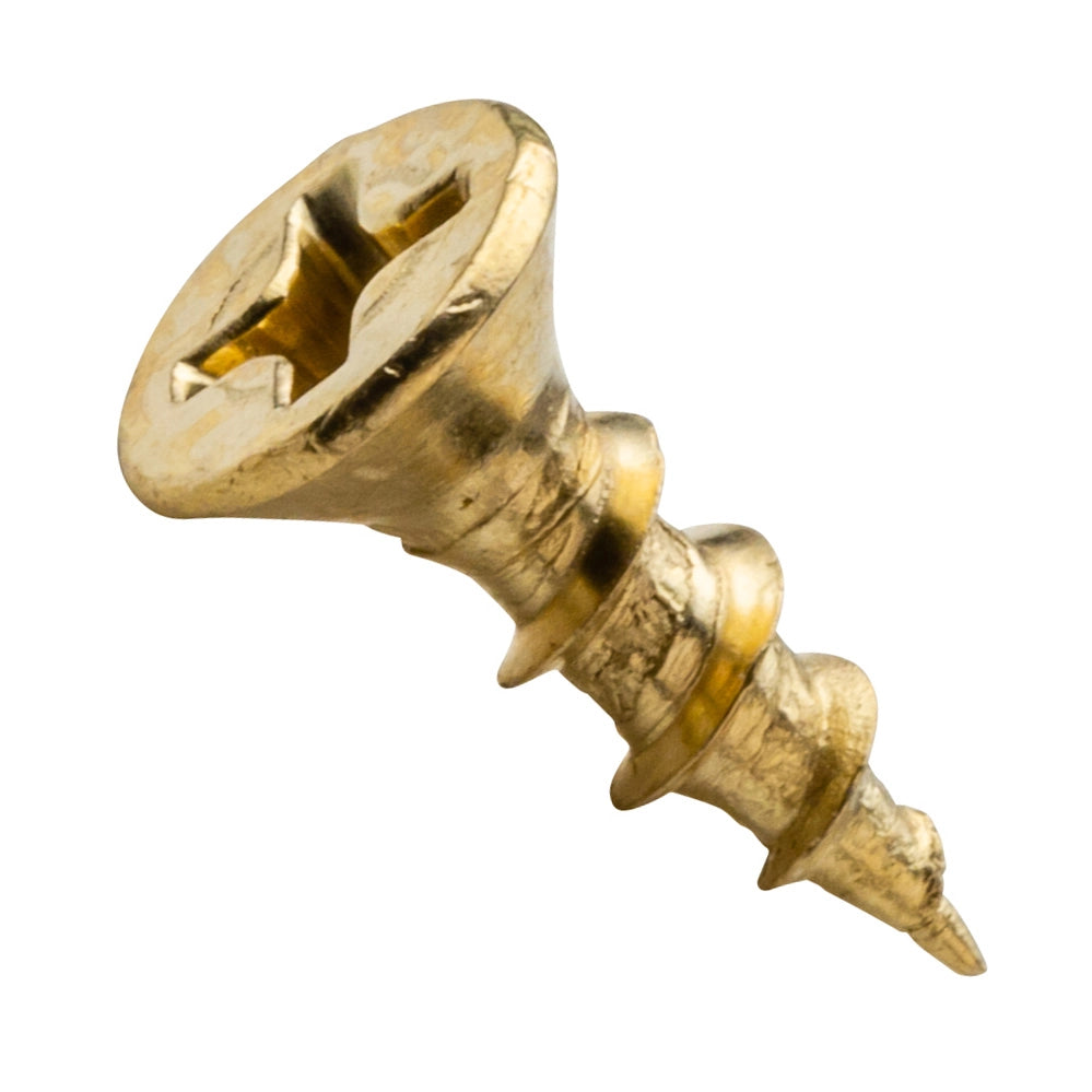 Centerline #6 x 1/2'' Flat Head Phillips Cabinet Hardware Mounting Screws, Brass Plated, 100-Pack
