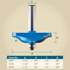 2-1/2" D x 5/8" H x 1/2" Shank Rockler Ogee Horizontal Raised Panel Bit