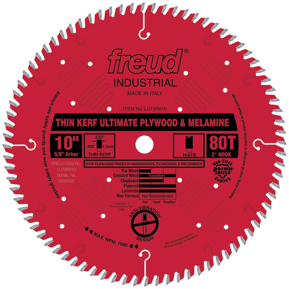 7-1/4" x 60T Freud Industrial Thin Kerf Ultimate Plywood & Melamine Blade (LU79R007)