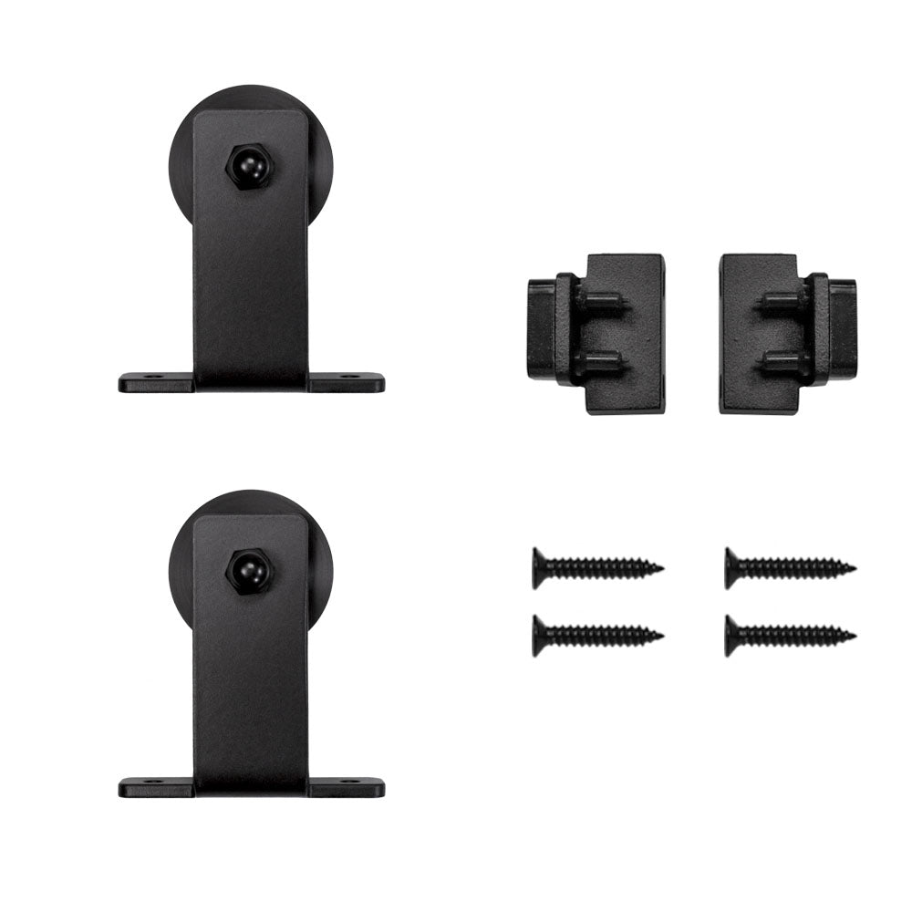 Top Mount Mini Rolling Door Hardware for Furniture, Black, No Rail