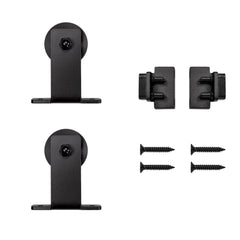 Top Mount Mini Rolling Door Hardware for Furniture, Black, No Rail