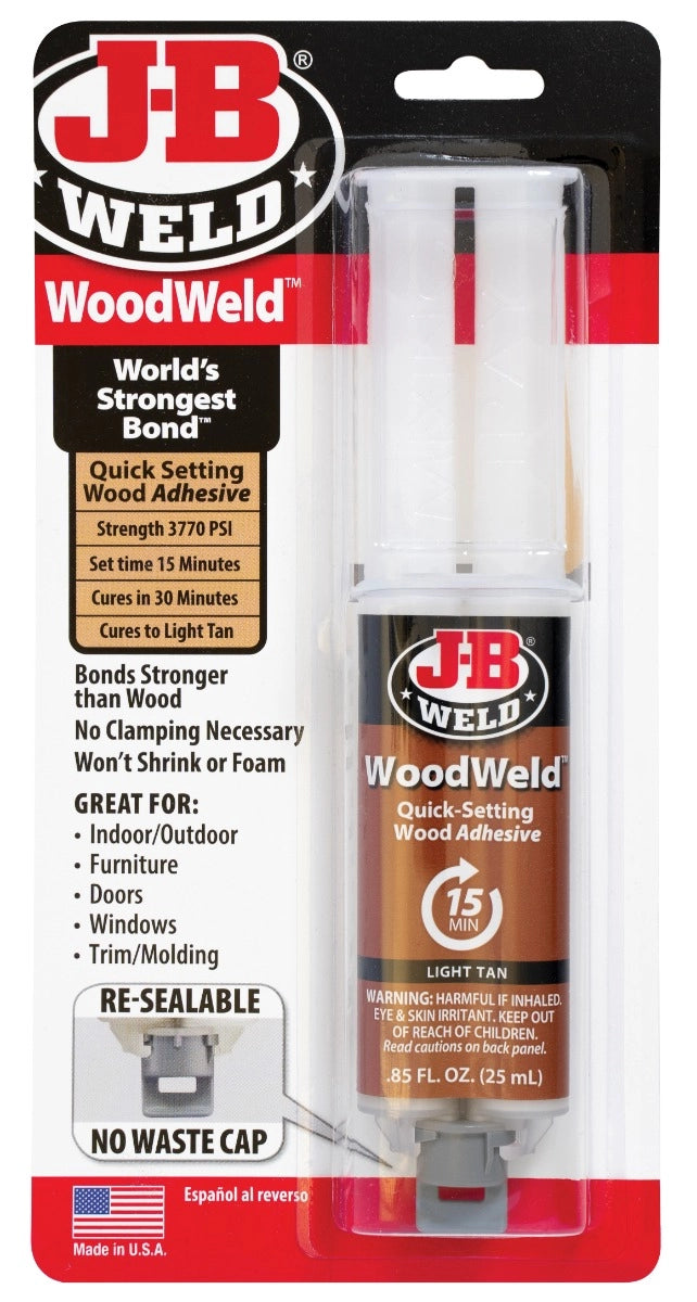 WoodWeld Quick-Setting Adhesive Syringe, Light Tan, 0.85 oz.