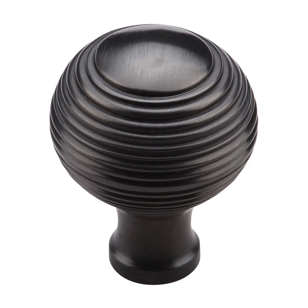 1-1/4''  Reeded Cabinet Knob, Dark  Oil-Rubbed