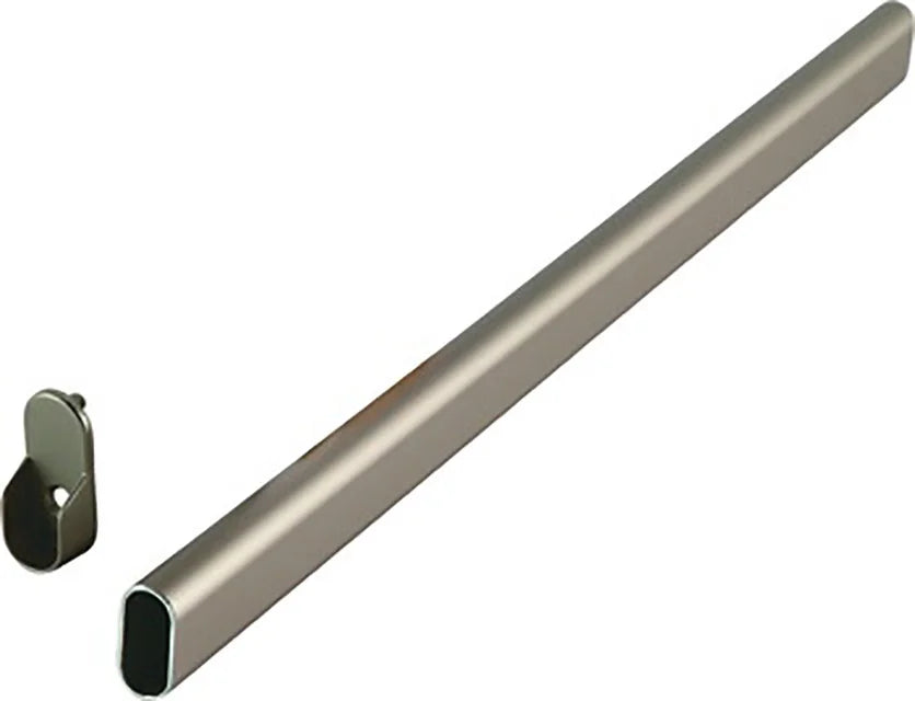 17-3/4"L, Matte Nickel, Hafele Oval Wardrobe Rails with Supports