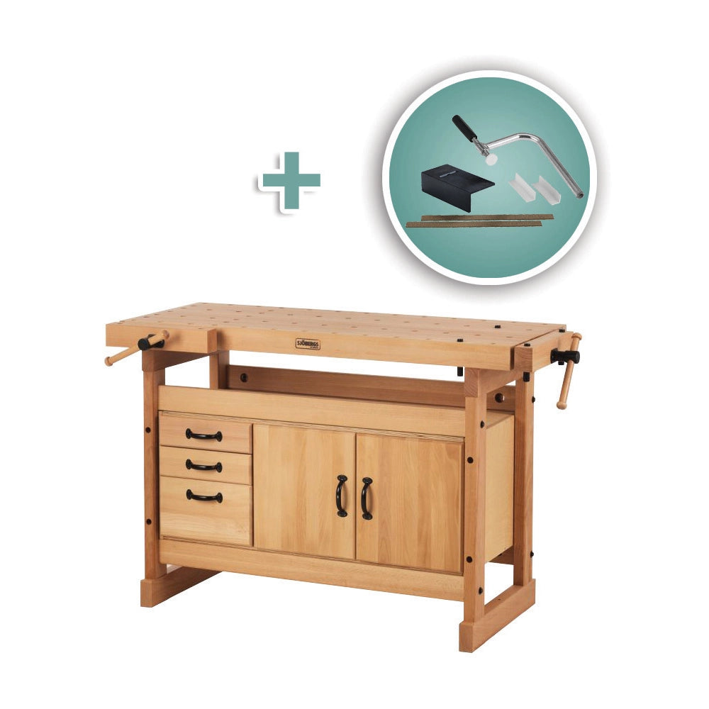 Sjobergs Nordic Pro 1400 Workbench with SM03 Cabinet and Accessory Kit