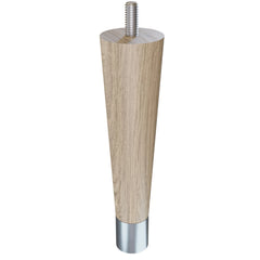 6'' Tapered Turned Leg, White Oak, 1''H Brushed Aluminum Foot
