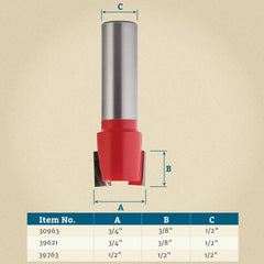 Freud® #16-108 Mortising Router Bit, 1-1/4'' D x 1/2''H x 1/2'' Shank