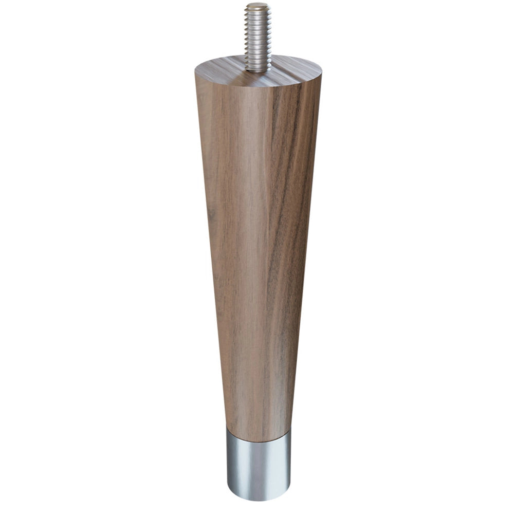 6'' Tapered Turned Leg, Walnut with Semi-Gloss Finish, 1''H Brushed Aluminum Foot