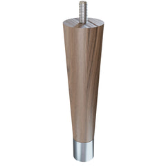 6'' Tapered Turned Leg, Walnut with Semi-Gloss Finish, 1''H Brushed Aluminum Foot
