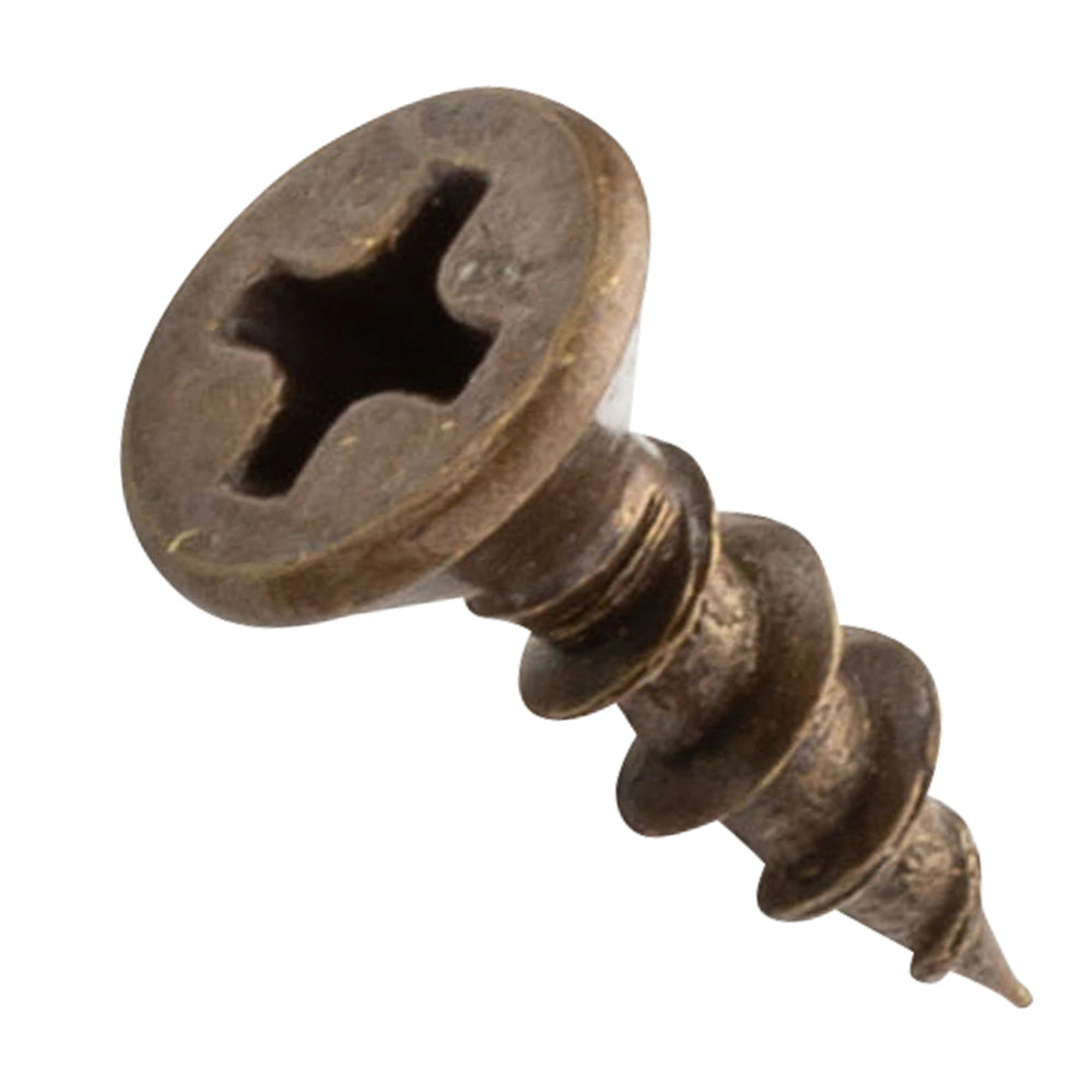 Centerline #6 x 1/2'' Flat Head Phillips Cabinet Hardware Mounting Screws, Antique Brass Plated, 100-Pack