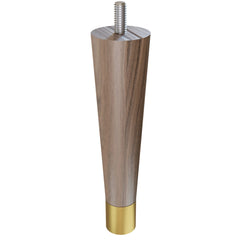 6'' Tapered Turned Leg, Walnut, 1''H Brushed Aluminum Foot