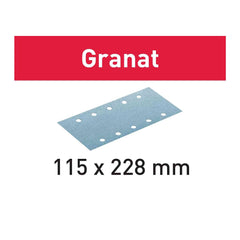 180-Grit 115x228mm Festool Granat Abrasive Sheets, 100-Pack (498949)