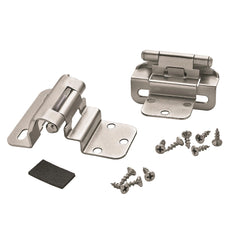 3/8'' Inset Self-Closing Partial Wrap Cabinet Hinges, Satin Nickel