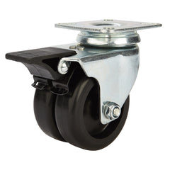 3'' 220-lb. Dual-Wheel Non-Marking Polyolefin Caster, Swivel w/Total Lock Brake