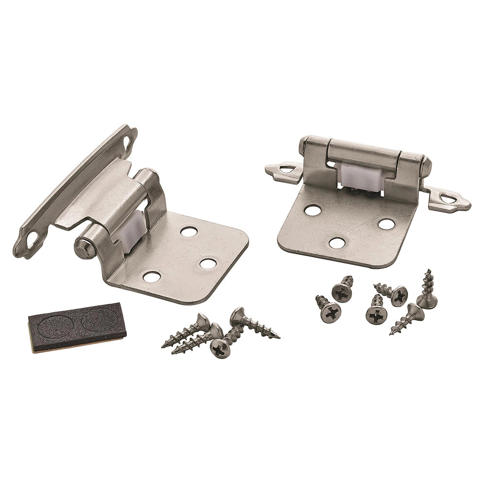 Variable Overlay Self-Closing Face-Mount Cabinet Hinges (3429), Satin Nickel