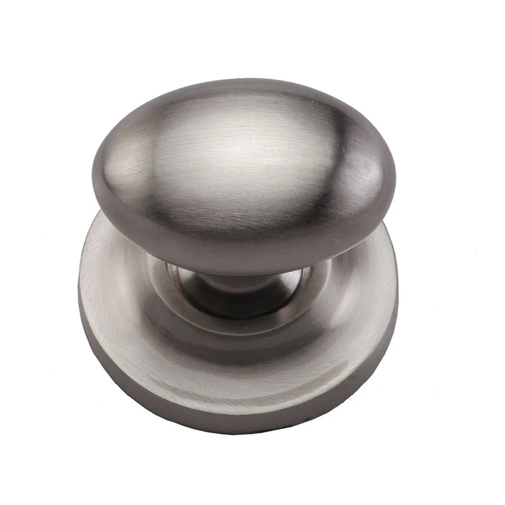 1-1/2''  Egg Cabinet Knob on Rose, Satin Nickel