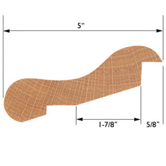 5" W x 6' L x 1-1/4" D, Maple Small Profile Bar Molding