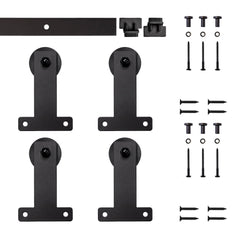 4' Soft-Close Front-Mount Mini Rolling Door Hardware Kit for Furniture, Black, Single Door