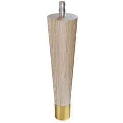 6'' Tapered Turned Leg, White Oak, 1''H Brushed Aluminum Foot