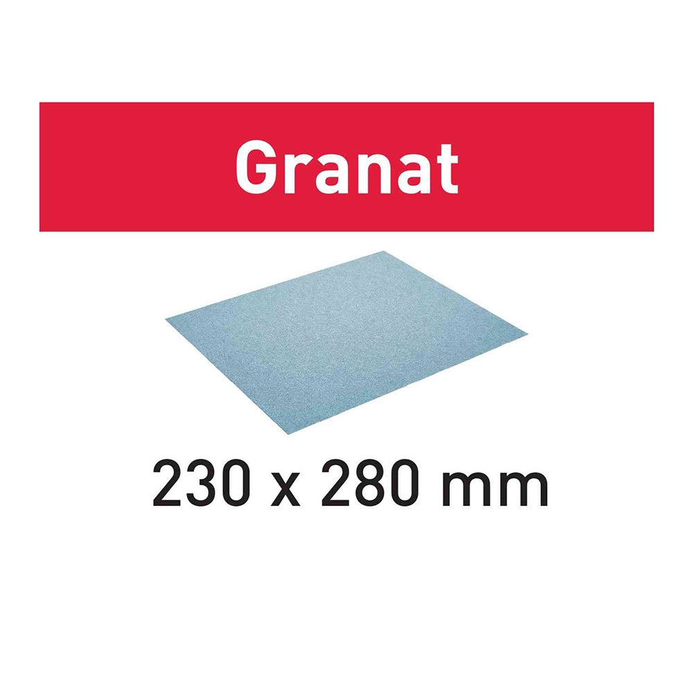 180-Grit 9'' x 11'' Festool Granat Abrasive Sheets, 230x280mm, 10-Pack (201262)