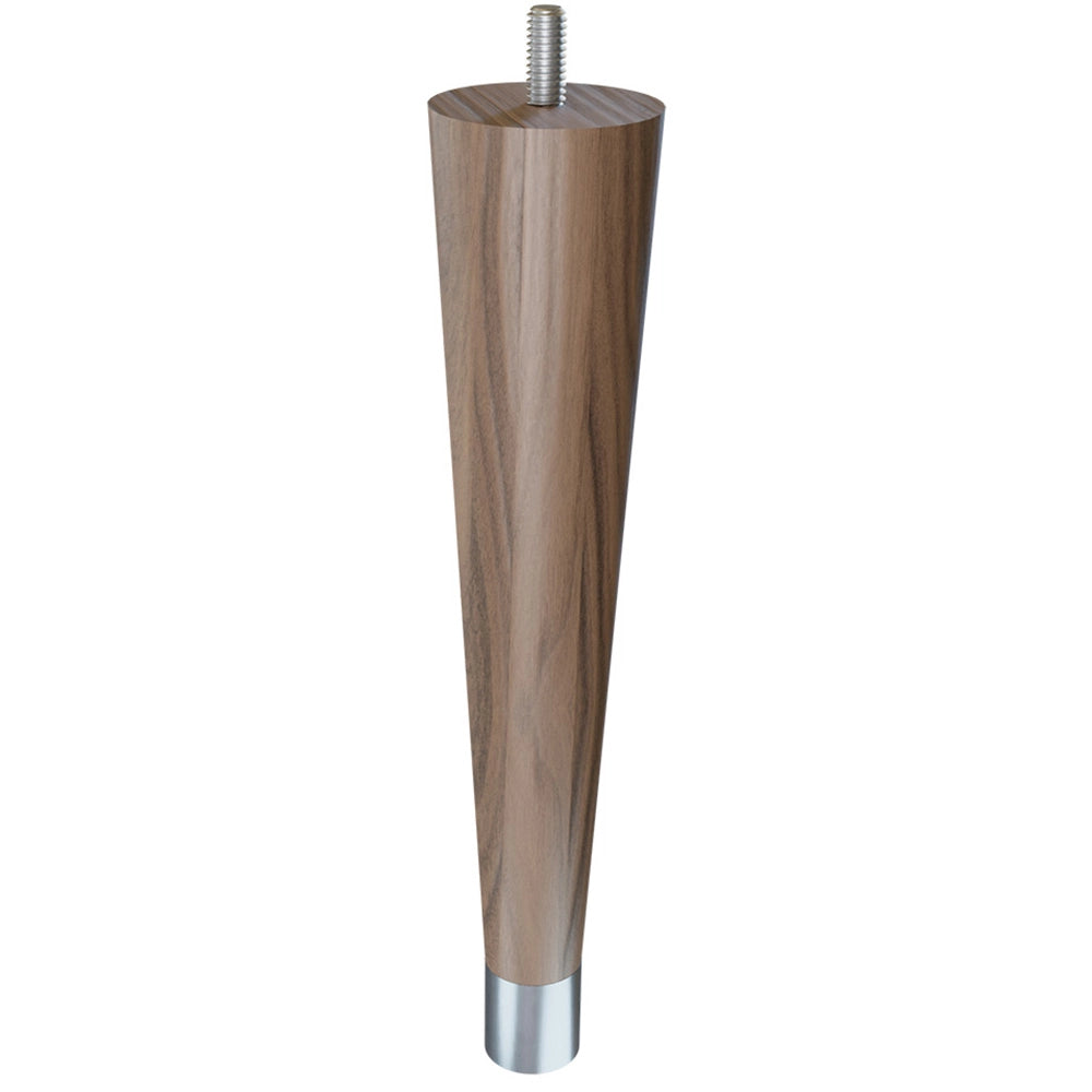 9'' Tapered Turned Leg, Walnut with Semi-Gloss Finish, 1''H Brushed Aluminum Foot