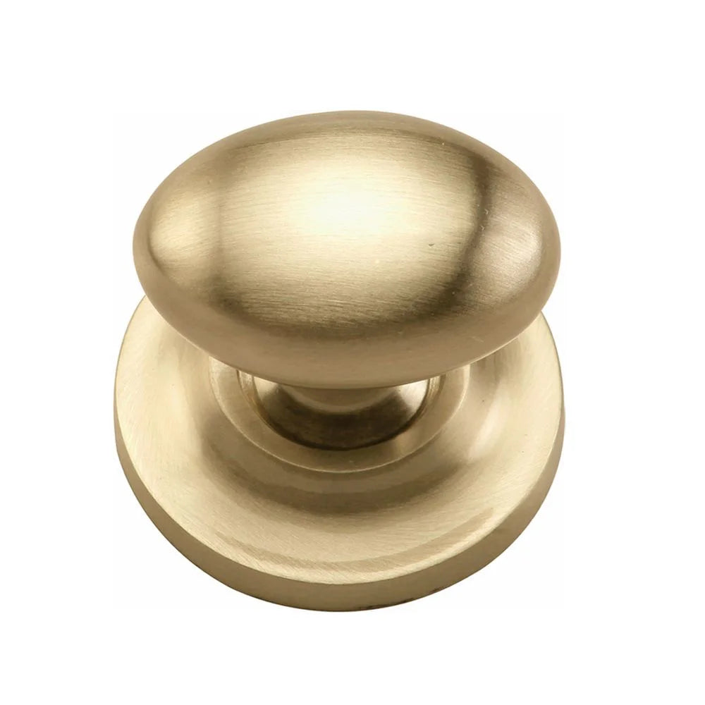 1-1/2''  Egg Cabinet Knob on Rose, Satin Brass