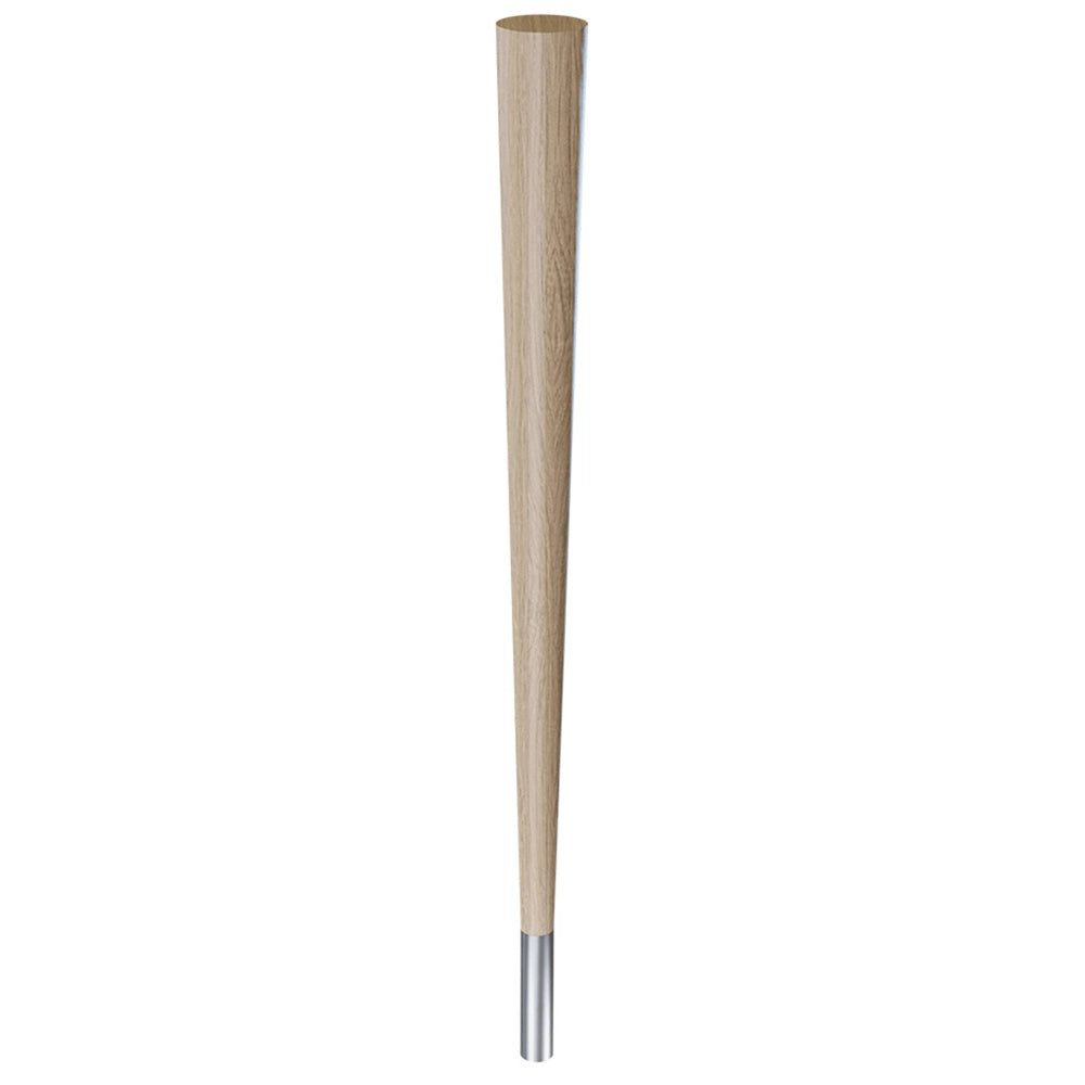 29'' Tapered Turned Leg, White Oak, 4''H Brushed Aluminum Foot