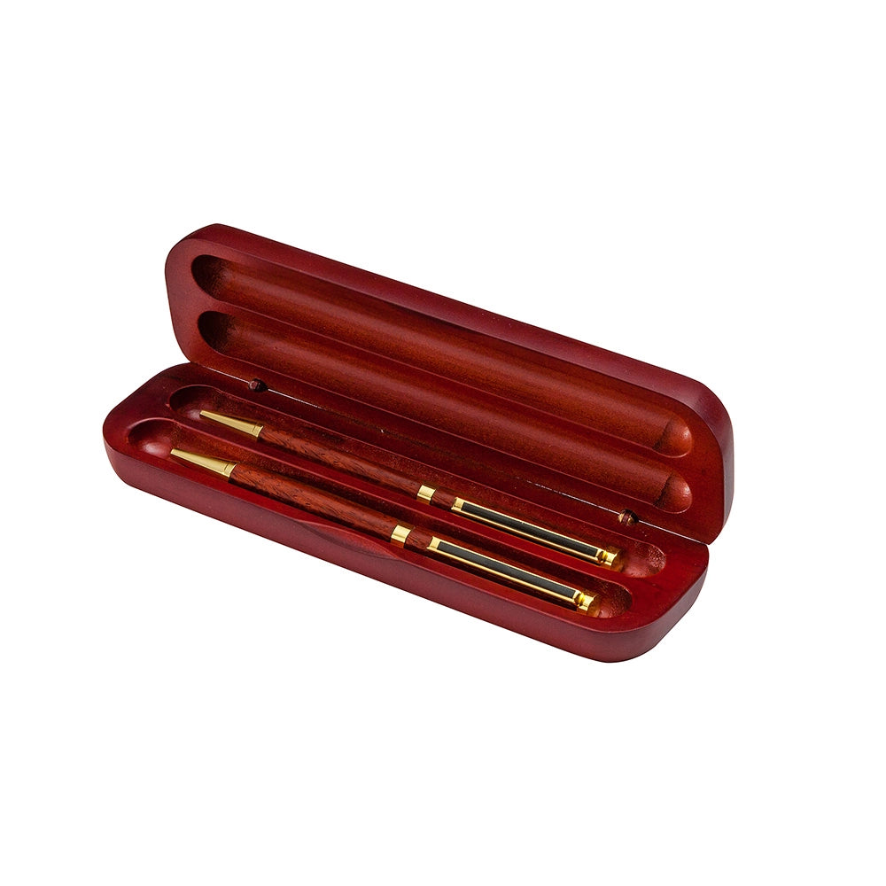 Rosewood Finish Pen Box, Double