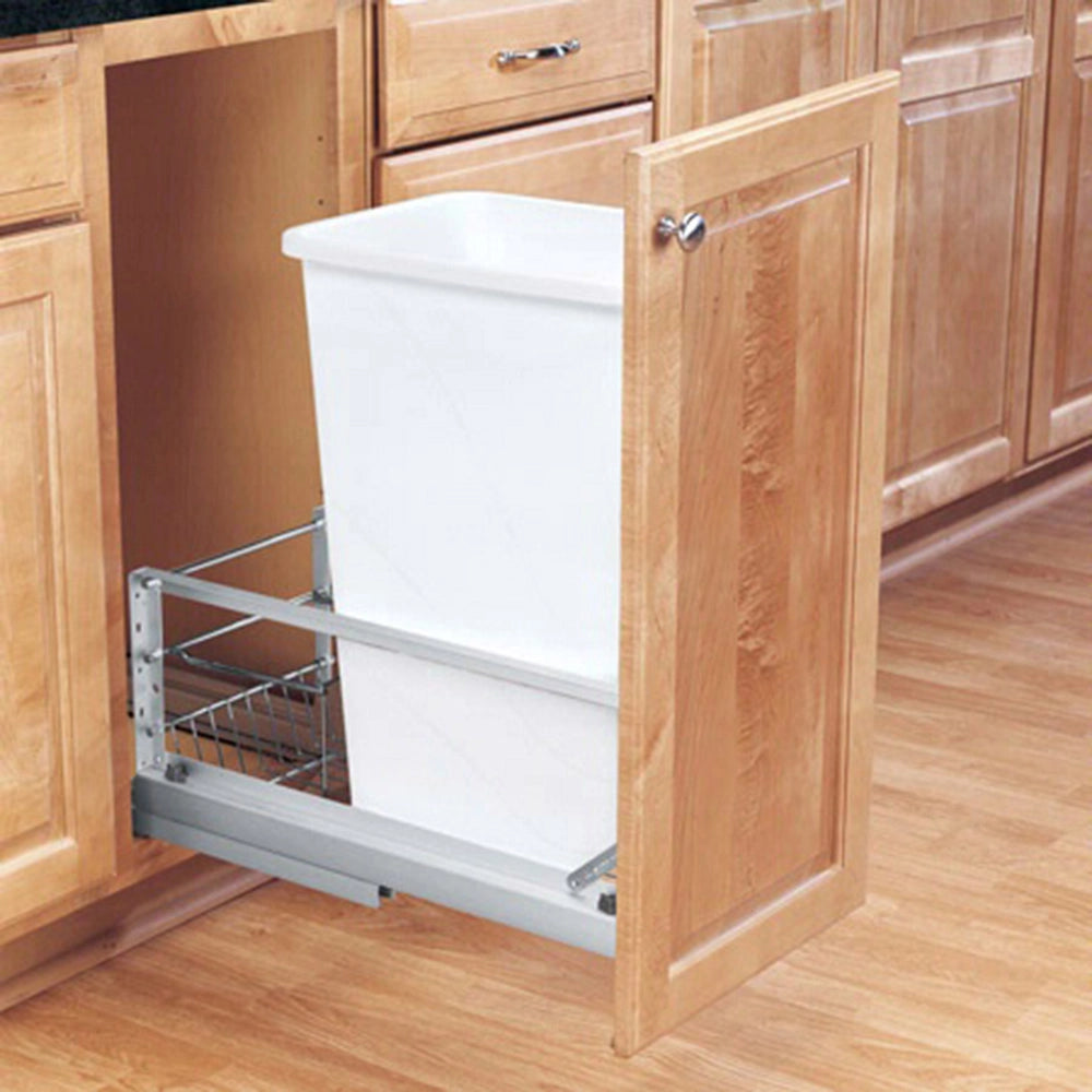 Single 35qt Pull-Out Container-White, 18" Slides (5349-15DM18-1)