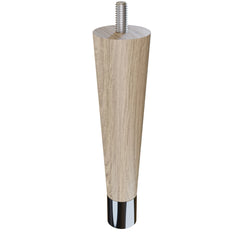 6'' Tapered Turned Leg, White Oak with Semi-Gloss Finish, 1''H Brushed Aluminum Foot