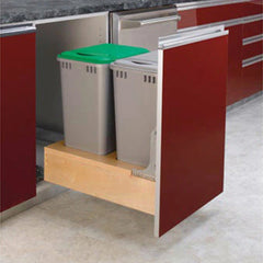 Single 35 quart Waste Container, Natural, Wood - Maple (4WCBM-15DM-1)