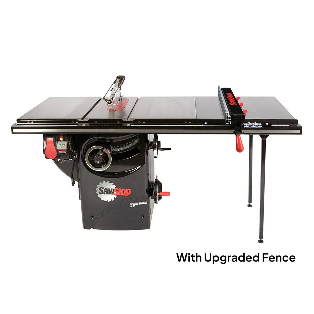 SawStop Professional 3HP Cabinet Saw with 36 Professional T-Glide Advance Rip Fence, Rails & Extension Table