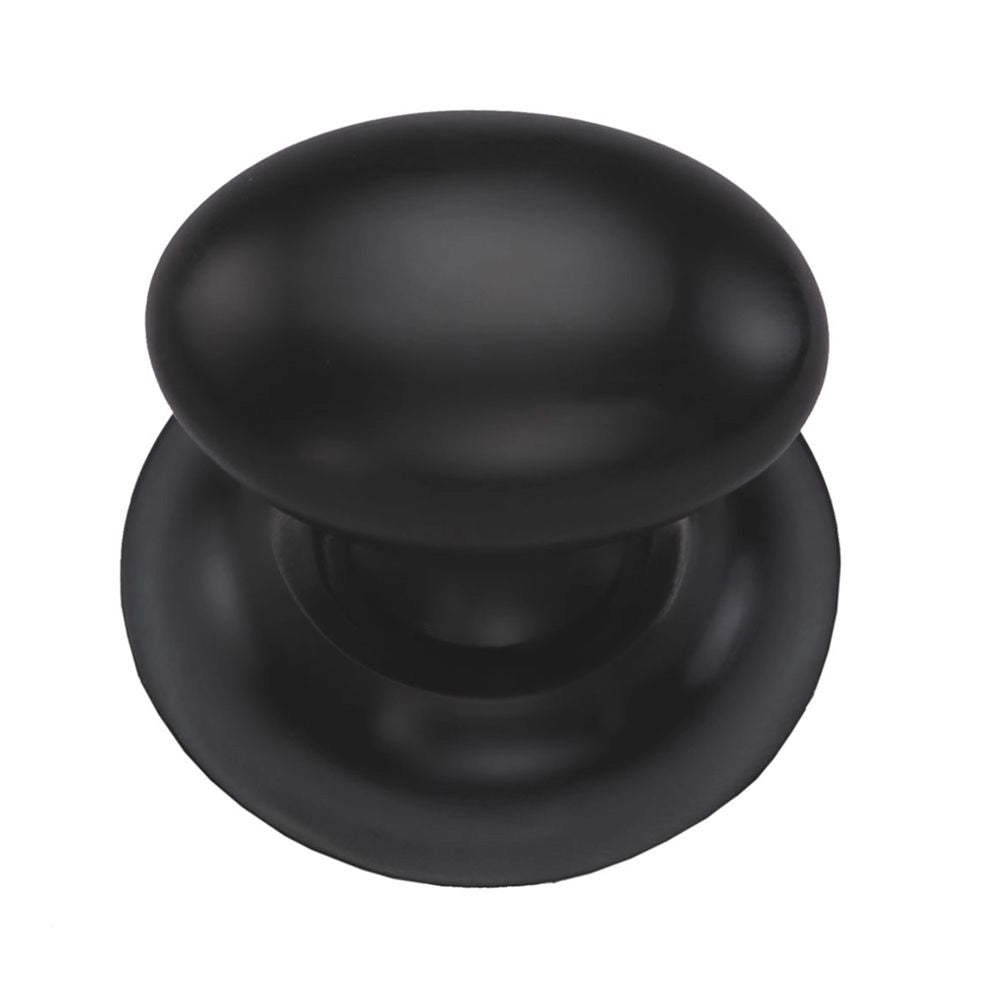 1-1/4''  Egg Cabinet Knob on Rose, Flat Black