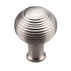 1-1/4''  Reeded Cabinet Knob, Flat Black