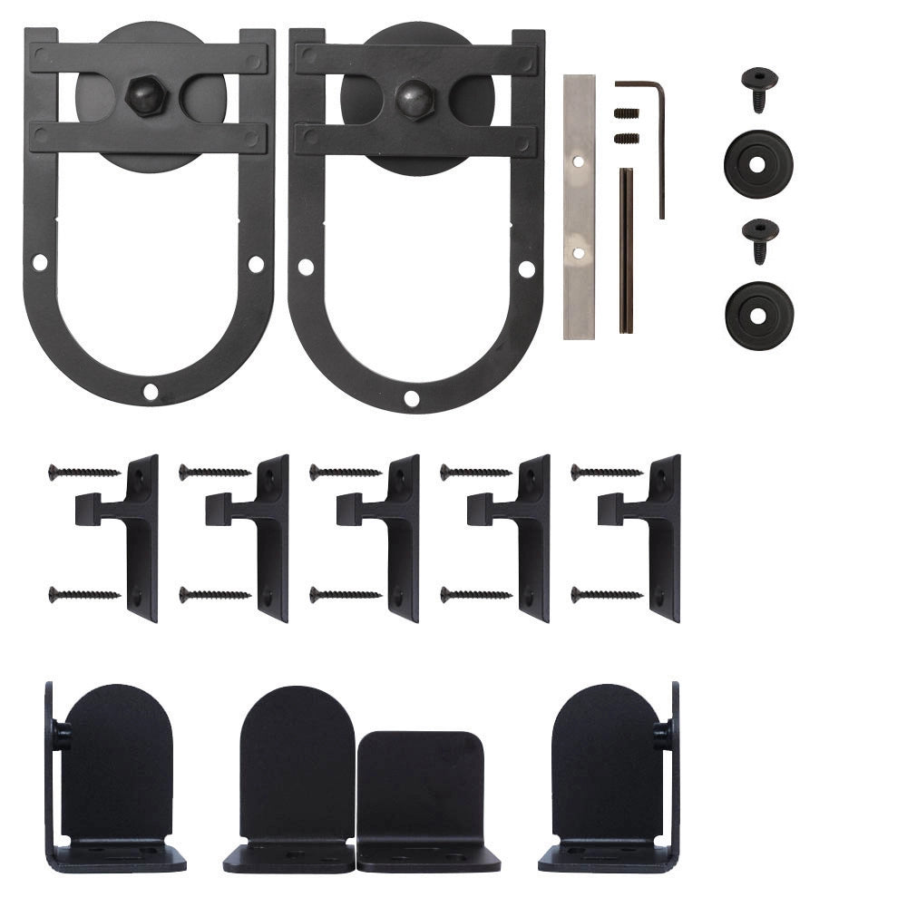 Rolling Barn Door Hardware Kit, Black, Horseshoe
