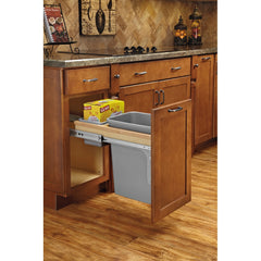 Double Soft-Close Top Mount 1.5'' Face Frame Wood Waste Containers - 27 qt.