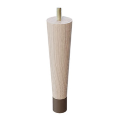 6'' Tapered Turned Leg, White Oak with Semi-Gloss Finish, 1''H Brushed Aluminum Foot