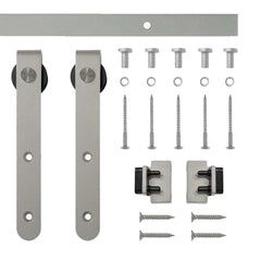 4' Rounded Stick Mini Rolling Door Hardware Kit for Furniture, Satin Nickel