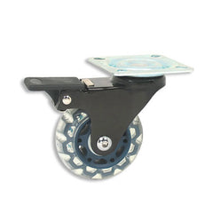 Translucent Skate Wheel Caster, Gray, With Brake